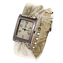 Rectangle Shape Quartz Watch with Leather Band for