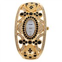 Stylish Golden Crown Style Bracelet Watch with Bla