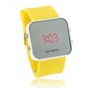 Red LED Wrist Watch Square Dial Watch with Mirror 