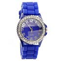 Rhinestones Round Case Quartz Wrist Watch with Rub