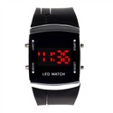 Stylish LED Wrist Watch with Red LED Light (Black)