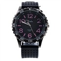 Modern Design Waist Watch Rubber Quartz Watch (Bla