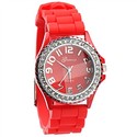 Rhinestones Round Case Quartz Wrist Watch with Rub