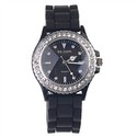 Rhinestones Round Case Quartz Wrist Watch with Rub