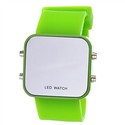 Mirror Surface Style Red LED Watch Rubber Wrist Wa