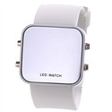 Mirror Surface Style Red LED Watch Rubber Wrist Wa