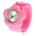 Flower Shaped Case Pat Rubber Watchband Quartz Wri