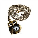 Big Eyes Owl Design Copper Pocket Watch with Chain