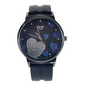 Round Case Heart Design Dial Wrist Watch with Sili