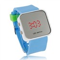 Red LED Wrist Watch Square Dial Watch with Mirror 