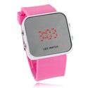 Red LED Wrist Watch Square Dial Watch with Mirror 