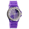 Rhinestones Round Case Quartz Wrist Watch with Rub