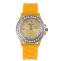 Rhinestones Round Case Quartz Wrist Watch with Rub