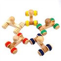 Wooden Rolling Massager with Handle & Four Wheels