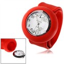 Pat Rubber Wrist Watch with 9 Arabic Numerals (Red