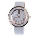 Rose Gold Round Case Wrist Watch with PU Leather B