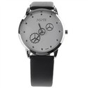 Gears Pattern White Round Dial Wrist Watch with Pu