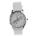 Gears Pattern White Round Dial Wrist Watch with Pu