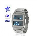 Japanese Style Blue LED Watch with Stainless Steel