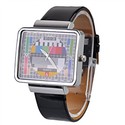 TV Style Wrist Watch with Synthetic Leather Band f