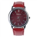 WoMaGe Roman Numeral Quartz Watch with Dark Red Di