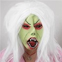 Scary Rubber Vampire Devil Mask with White Hair fo