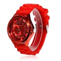 Stylish Round Dial Silicone Wrist Watch (Red Wrist