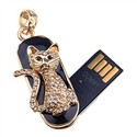 Stylish 4GB USB Flash Memory Drive Golden Cat Deco