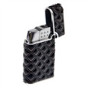 Elegant Leather Case Butane Lighter with Tartan Pa