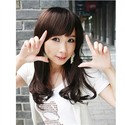 Japanese Style Lady Middle Long Curly Wig Hair wit