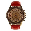 Stylish Rhinestone Bezel Round Dial Quartz Wrist W