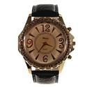 Stylish Rhinestone Bezel Round Dial Quartz Wrist W