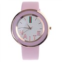 Rose Gold Round Case Wrist Watch with PU Leather B