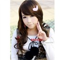 Japanese Style Lady Long Curly Wig Hair with Incli