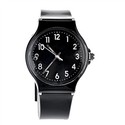 Solid Color Sport Wrist Watch with Round Dial (Bla