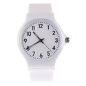 Solid Color Sport Wrist Watch with Round Dial (Whi