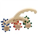 Wooden Rolling Massager with Handle & Six Double W