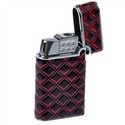 Elegant Leather Case Butane Lighter with Tartan Pa