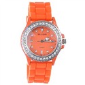 Rhinestones Round Case Quartz Wrist Watch with Rub