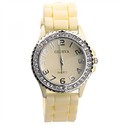 Rhinestones Round Case Quartz Wrist Watch with Rub