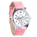 Four-dial Design Quartz Wrist Watch with Faux Leat