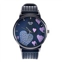 Round Case Heart Design Dial Wrist Watch with Sili