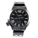 Quartz Wrist Watch for Man with Round Black Dial &