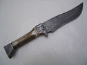 Pioneer Custom Made Damascus Steel Hunting Knife N