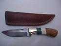 Pioneer Custom Made Damascus Steel Hunting Knife N