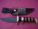 Pioneer Custom Made Damascus Steel Hunting Knife N