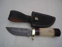 Pioneer Custom Made Damascus Steel Hunting Knife N