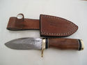 Pioneer Custom Made Damascus Steel Hunting Knife N