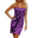 Designer Strapless Pleated Cocktail Satin Party Dr