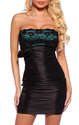 Black Sheer Lace Panel Strapless Cocktail Party Ru